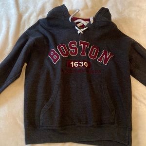 Small Grey and Red Hooded Boston Massachusetts Sweatshirt